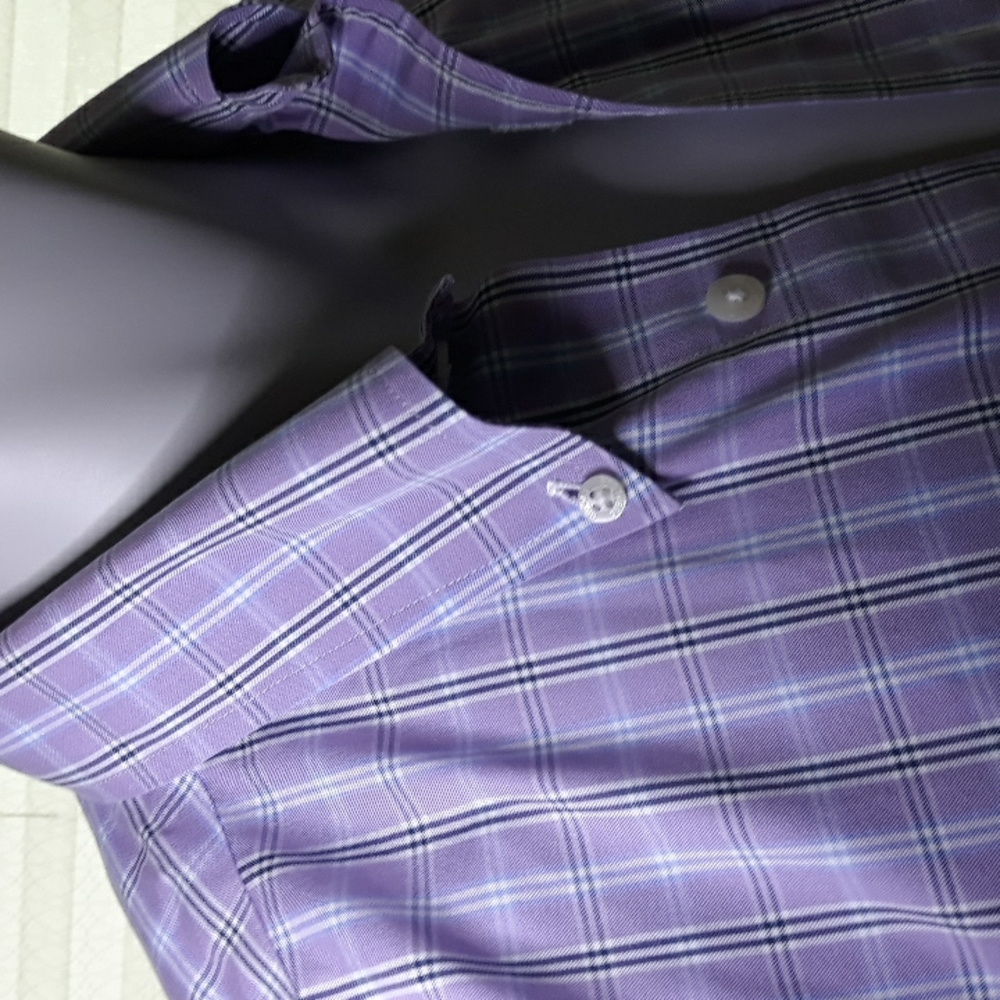 Brooks Brothers mens purple plaid cotton shirt. Medium
